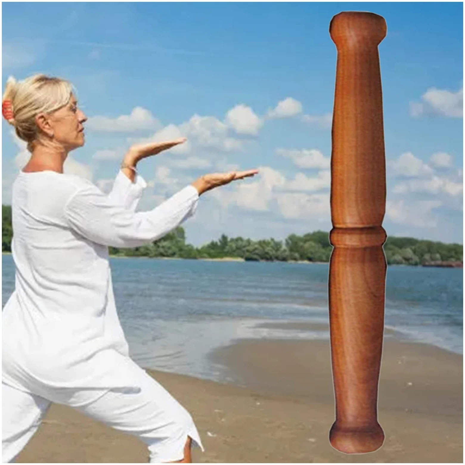 LXLZYXSF Bâtonnet Taiji Bang Tai Chi Baguette/Règle Bois Massif Kungfu Practice Bang Wushu Bâton D’Exercice, Pôle D’entraînement Martial, Outil/Équipement De Qigong, Pratiquants De Tai Chi