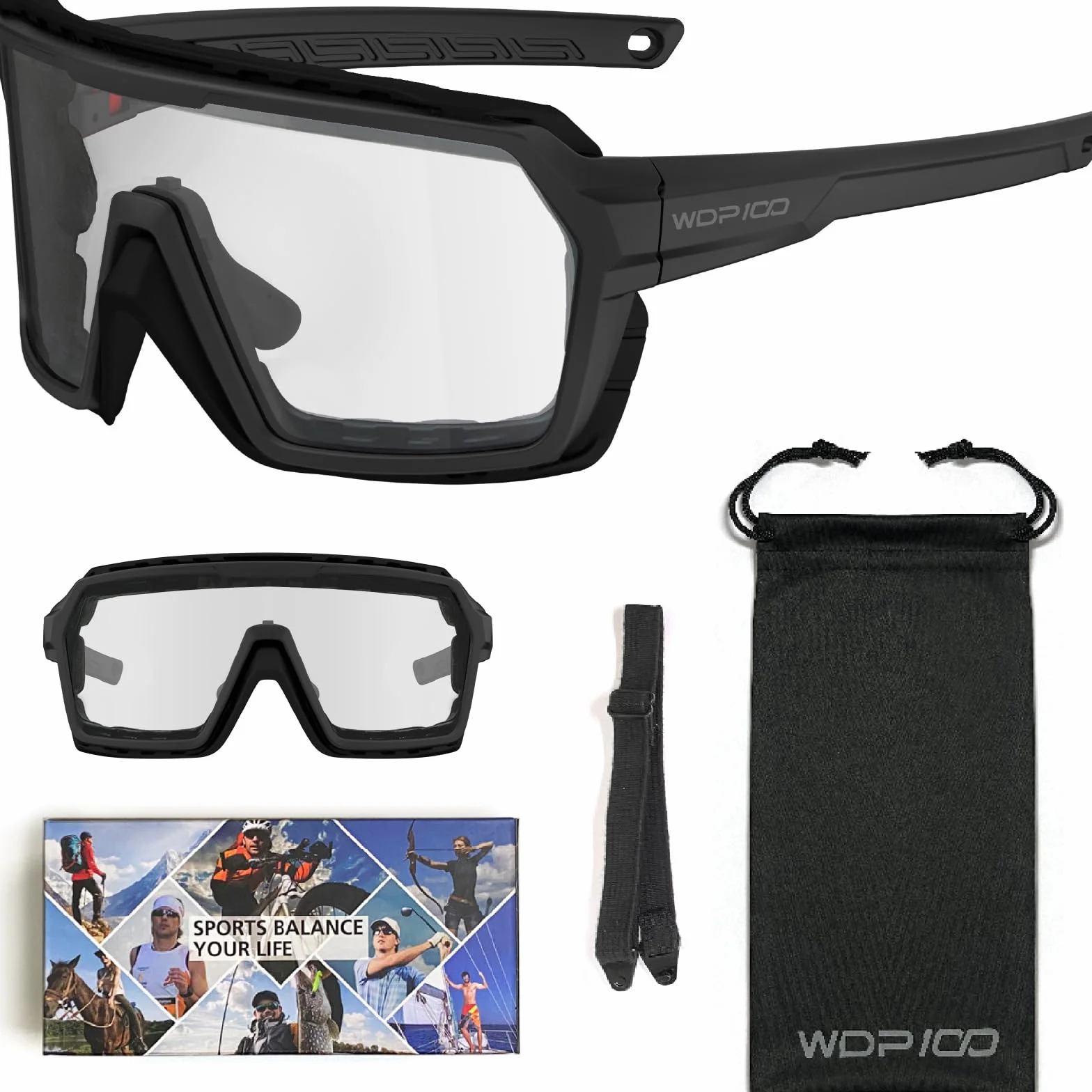 Lunettes de Moto Antibuée Verres Clairs Protection UV Coupe Vent Spoggles avec Mousse Amovible et Sangle Amovible pour Moto Scooter UTV