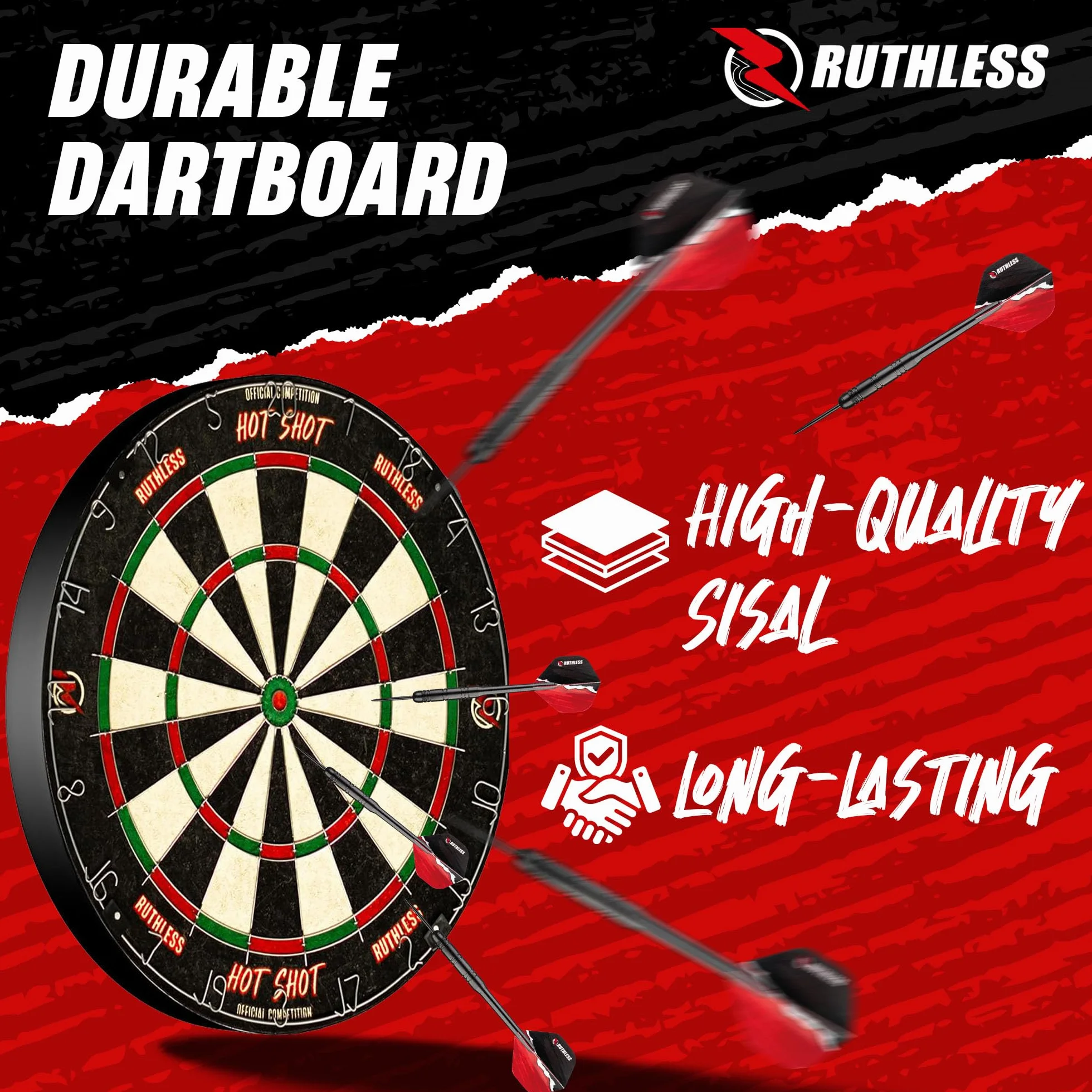 Ruthless Home Darts Centre | Cible de fléchettes avec armoire, cible de fléchettes et 2 jeux de fléchettes