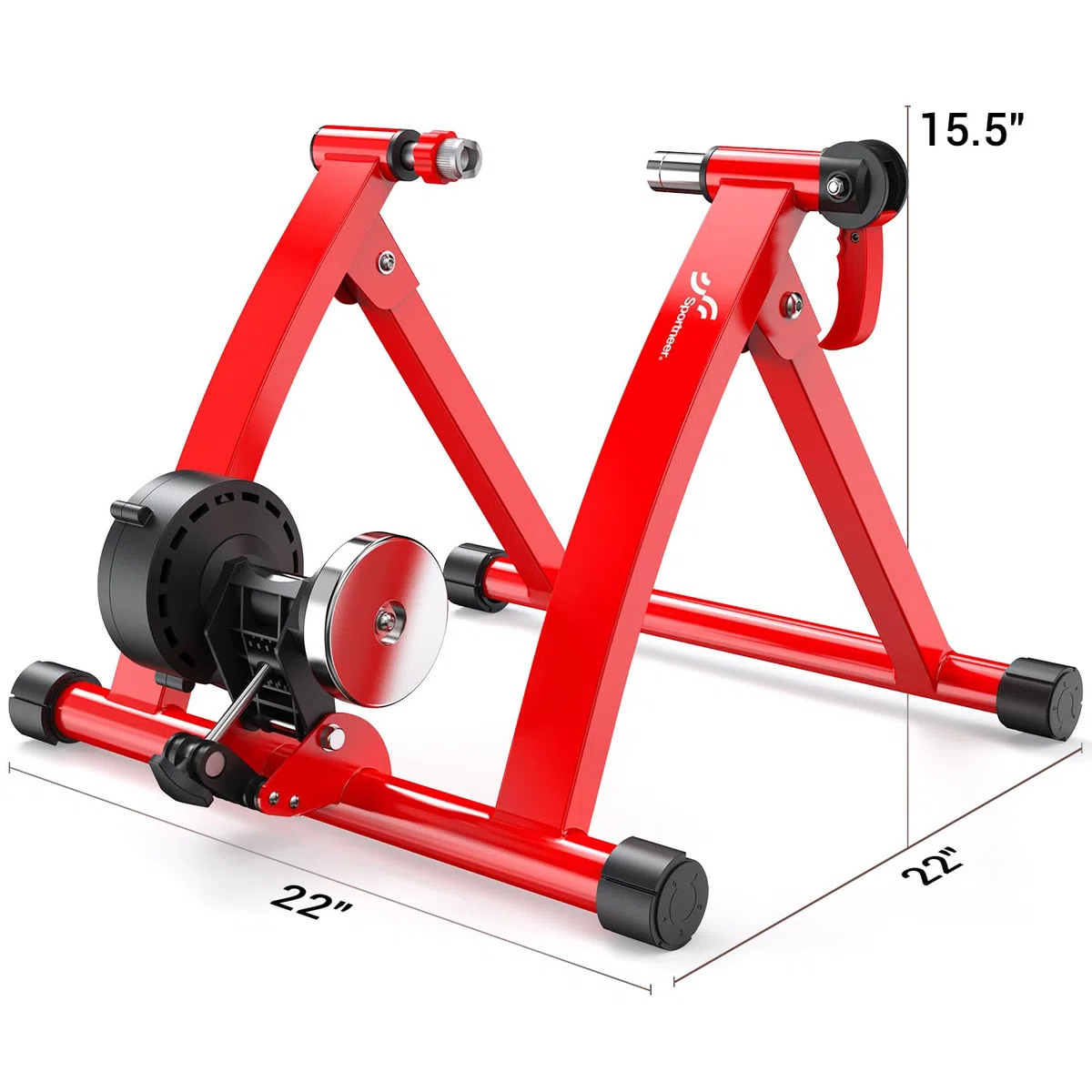 Sportneer Entraîneur de vélo, Magnétique 6 Réglages de Résistance, Roue de réduction du Bruit, Rouge