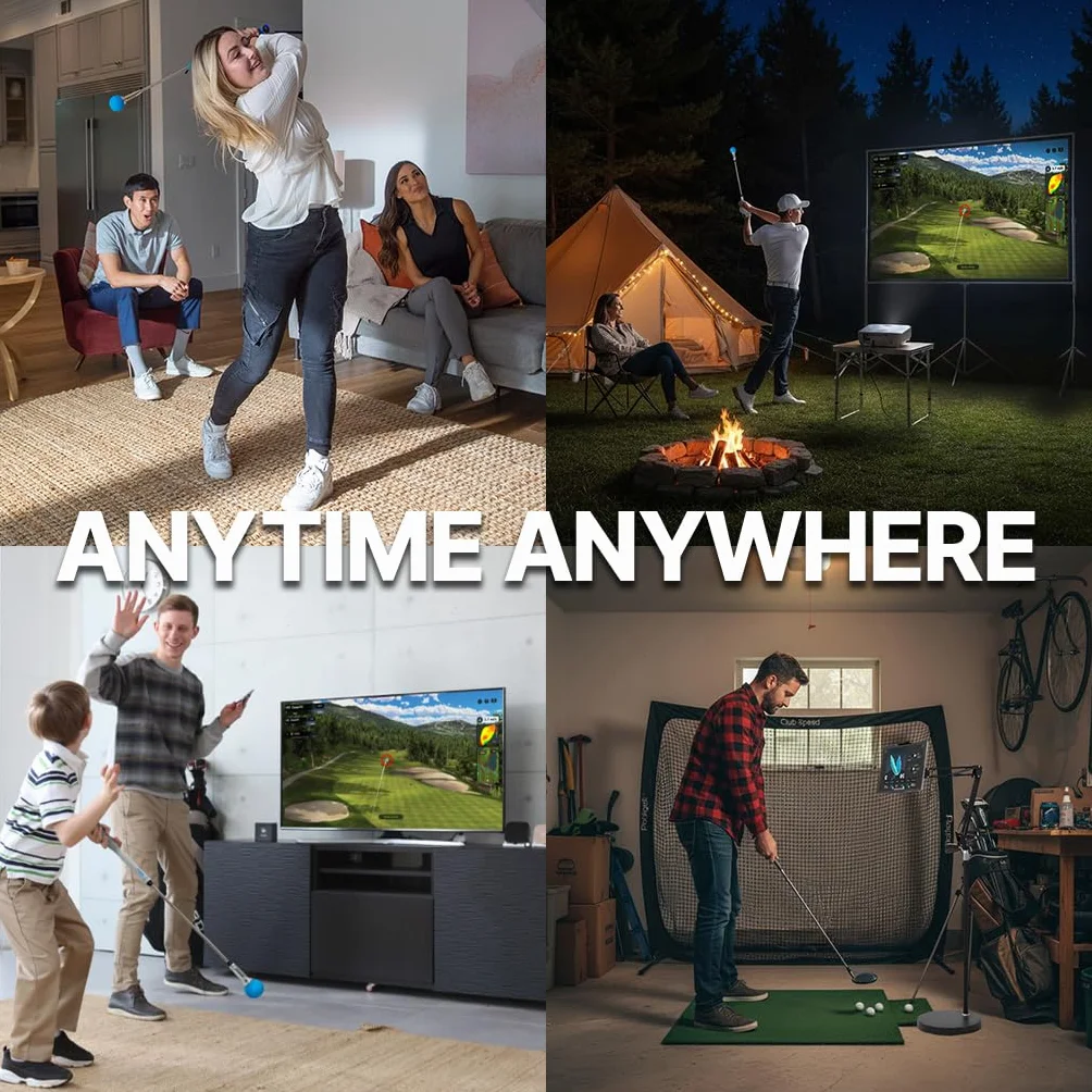 PHIGOLF Simulateur de jeu de golf à domicile : profitez d'un golf interactif avec détecteur de mouvement et bâton pivotant pour s'amuser en intérieur et en extérieur – Plus de 38 000 parcours dans le