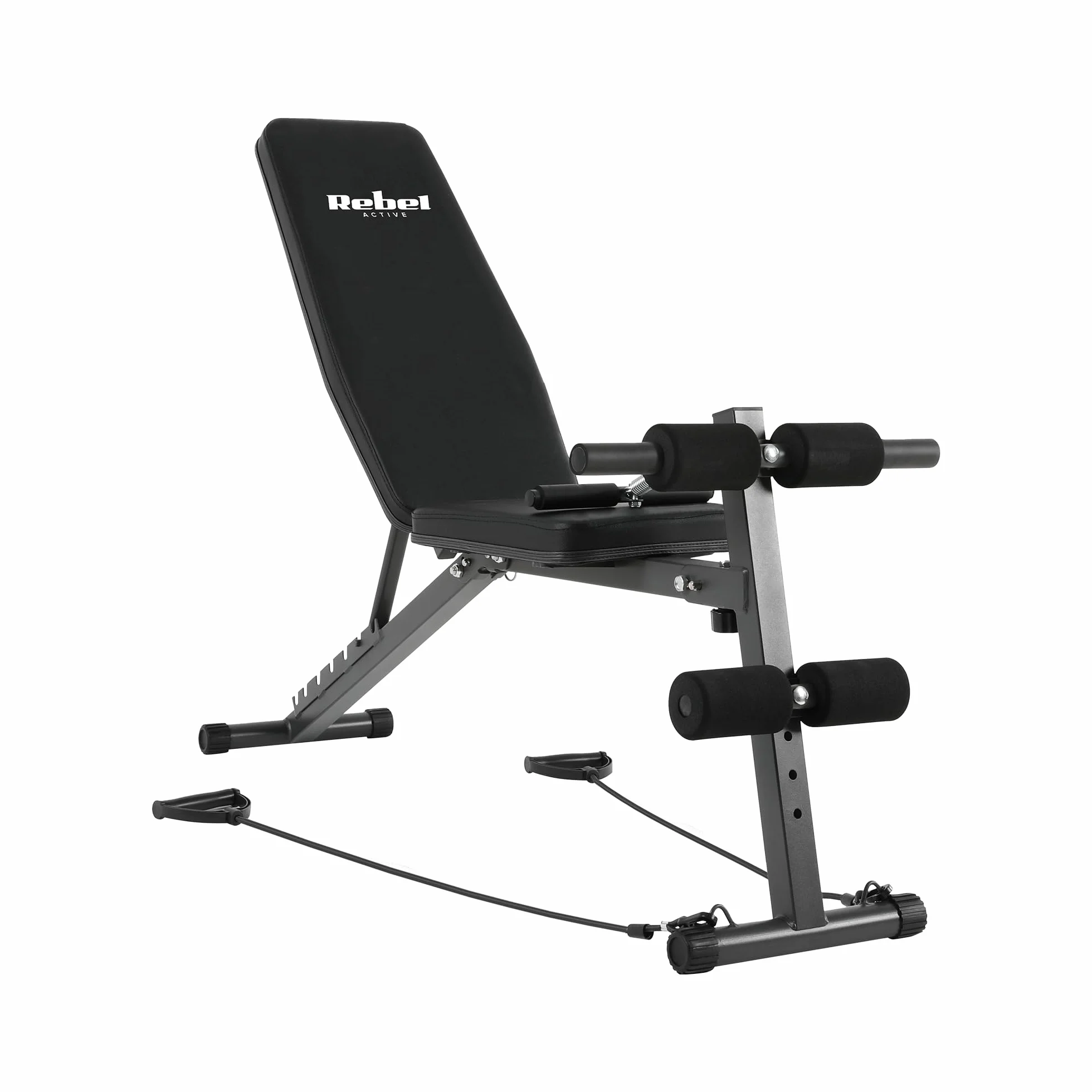 Banc de musculation incliné réglable avec blocage des jambes et bandes élastiques Rebel Active RBA-2003