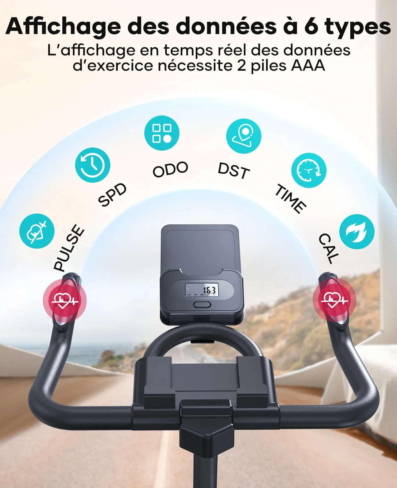 TOPUTURE Velo d'Appartement avec Écran LCD, Résistance Réglable 100 Niveaux, Silencieux, Capacité 160 kg