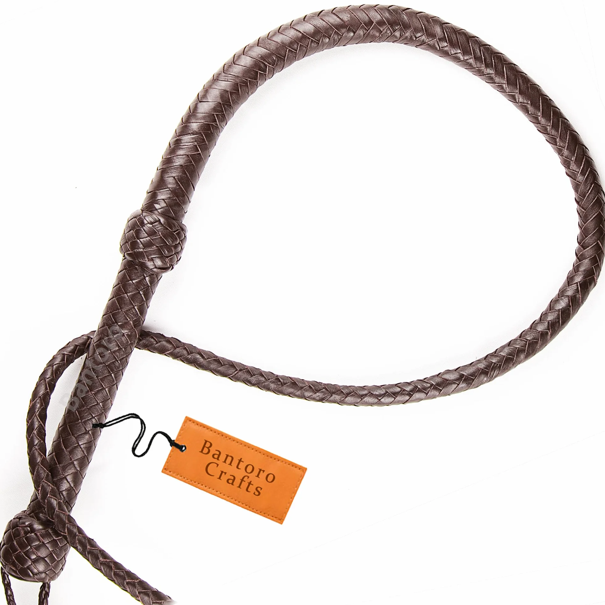 Fouet en Cuir Marron Indiana Jones de qualité supérieure, 2,4 m de Long en 12 Tresses pour l'équitation, Fouet Bruyant (2,4 m)
