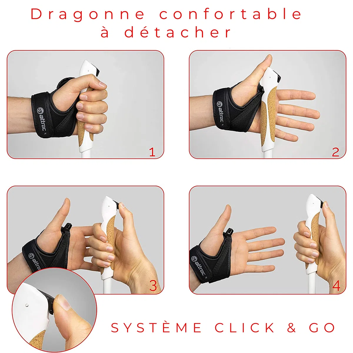 ATTRAC Bâtons de Marche Nordique Ultra légère 99% de Carbone avec dragonnes réglables et détachables - Attention: l'applicationsur Smartphone est appliqué Seulement en Allemagne/Taille (120cm)