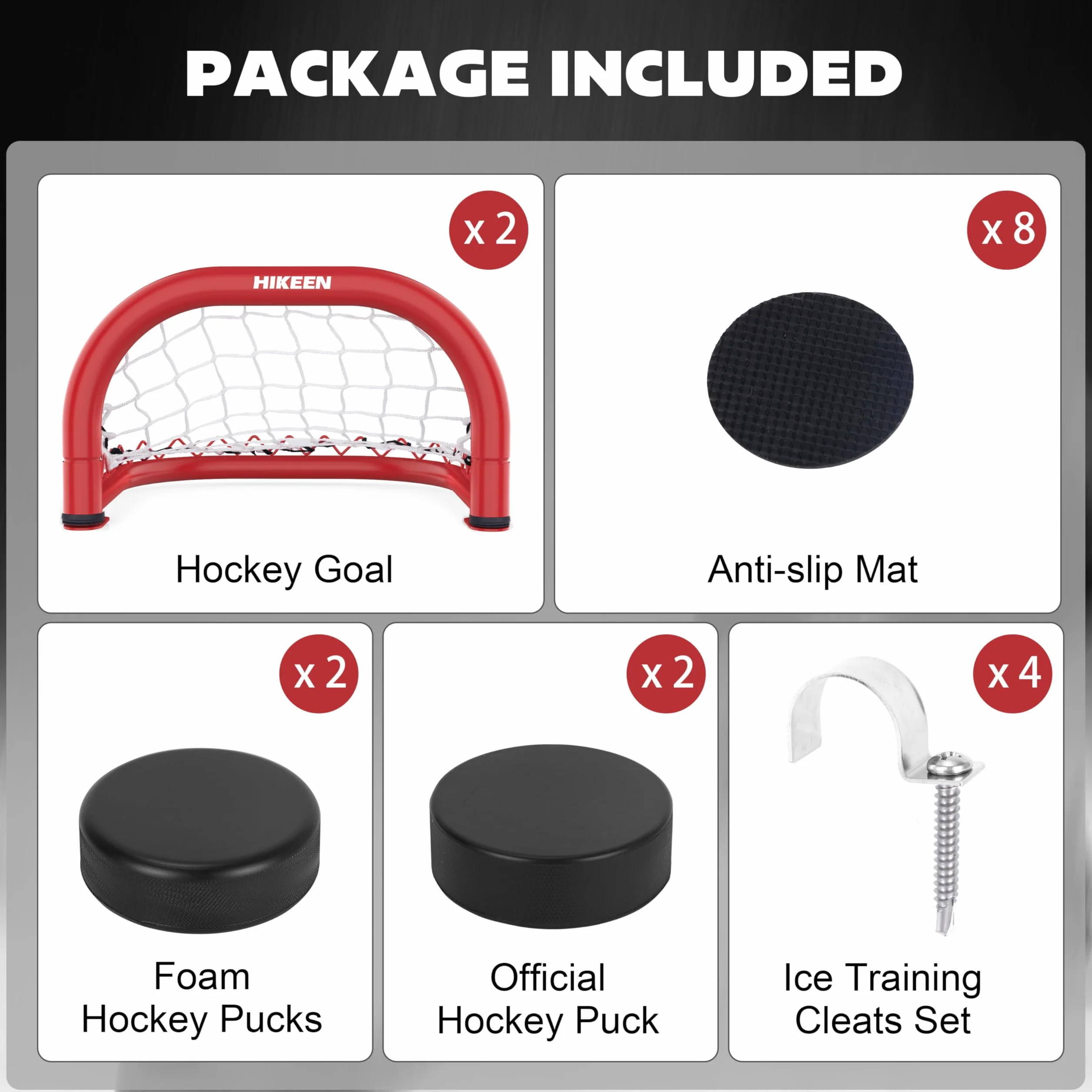 BOOSTEADY 2PCS Mini Portail de Hockey sur Glace, 14" x 8" Kit de But de Hockey de Rue avec Cadre en Fer Durable & Filet en Nylon & 4 Palets, Entraînement de Hockey pour Améliorer La Précision