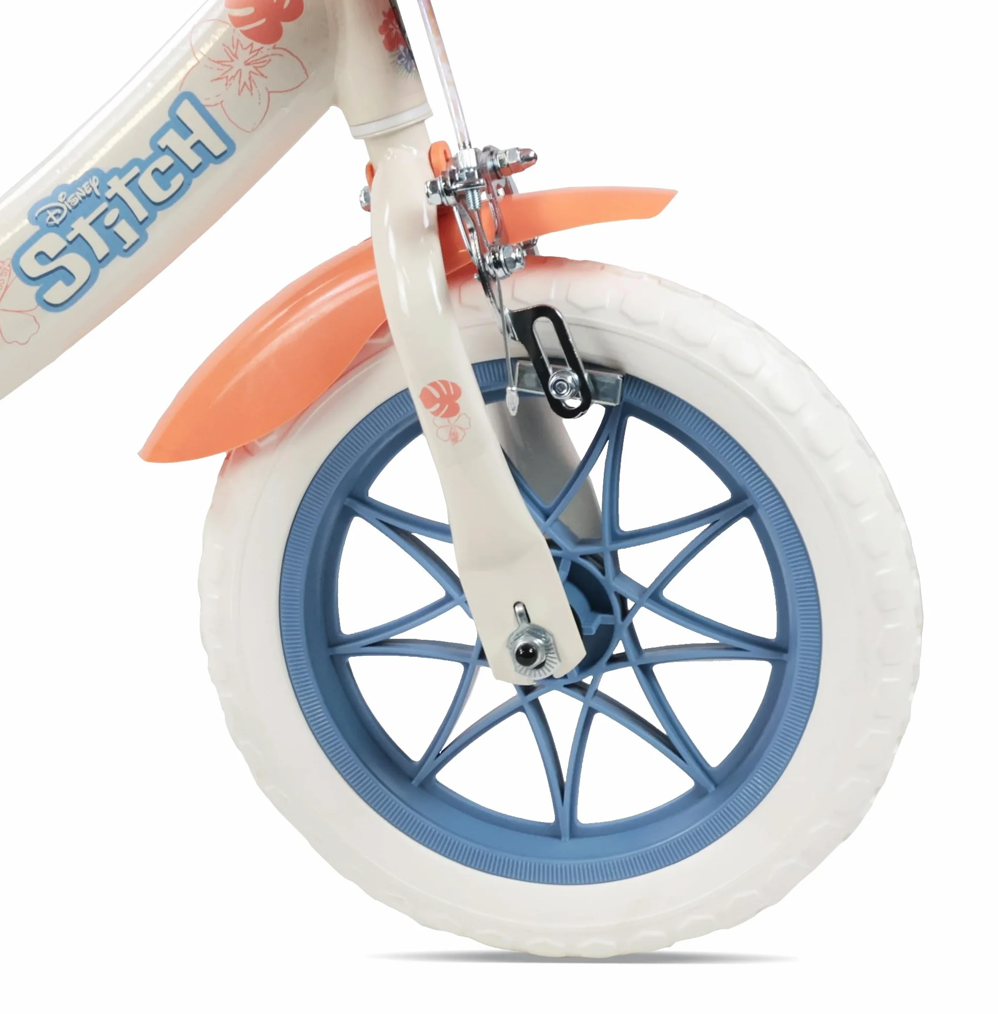 Vélo Enfant 12' Stitch équipé de 1 Frein, Panier Avant, Porte poupée arrière, Garde boues, Carter et stabilisateurs Amovibles