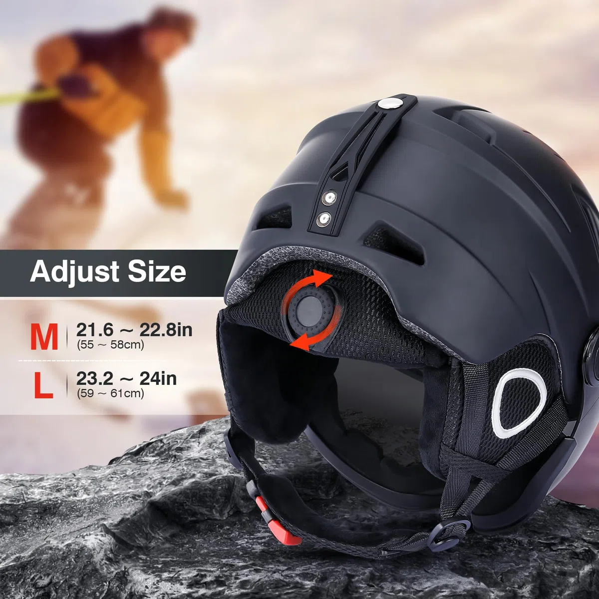 TOMSHOO Casque de Ski avec Visière Détachable, Casque de Snowboard pour Adulte Femme Homme Certifié Professionnel Casque de Neige avec Amovible intégré Visiere