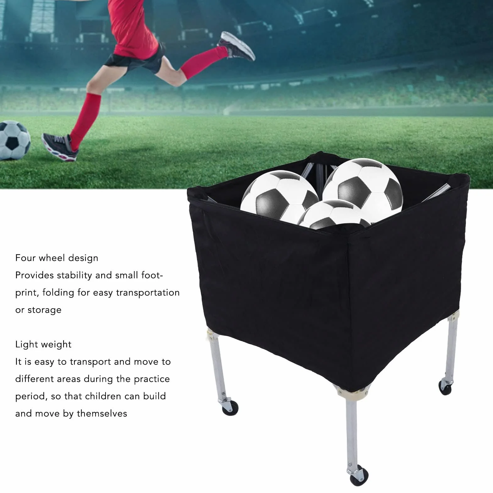 Cocoarm Chariot de volley-ball portable pliable sur roues panier de tennis rangement