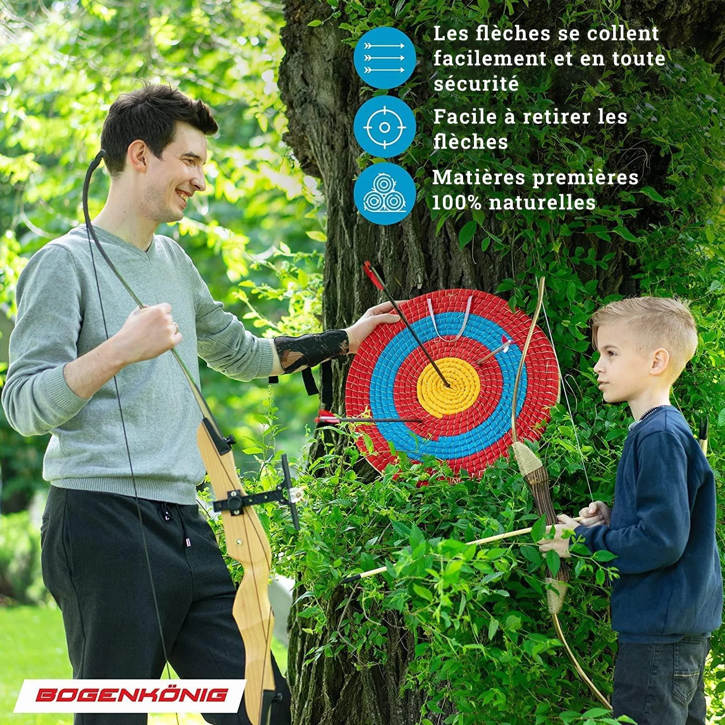 Cible tir à l'arc - Cible en Paille résistante aux intempéries pour Adultes & Enfants I Cible en Paille pour Arc et flèches & arbalète, Accessoires tir à l'arc, cibles pour tir