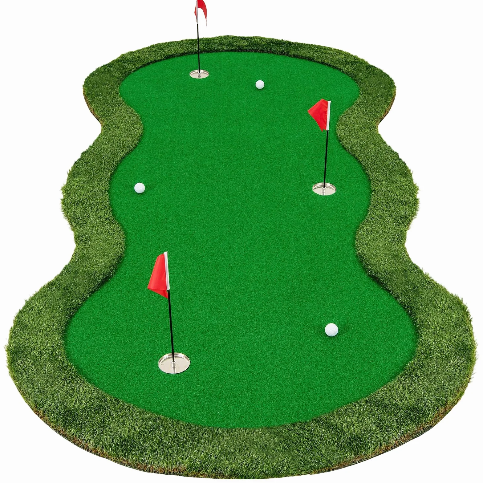 LIFEZEAL Tapis de golf professionnel 150 x 300 cm avec 3 trous et balles Tapis de putt pour intérieur et extérieur à la maison, au bureau, sur le patio