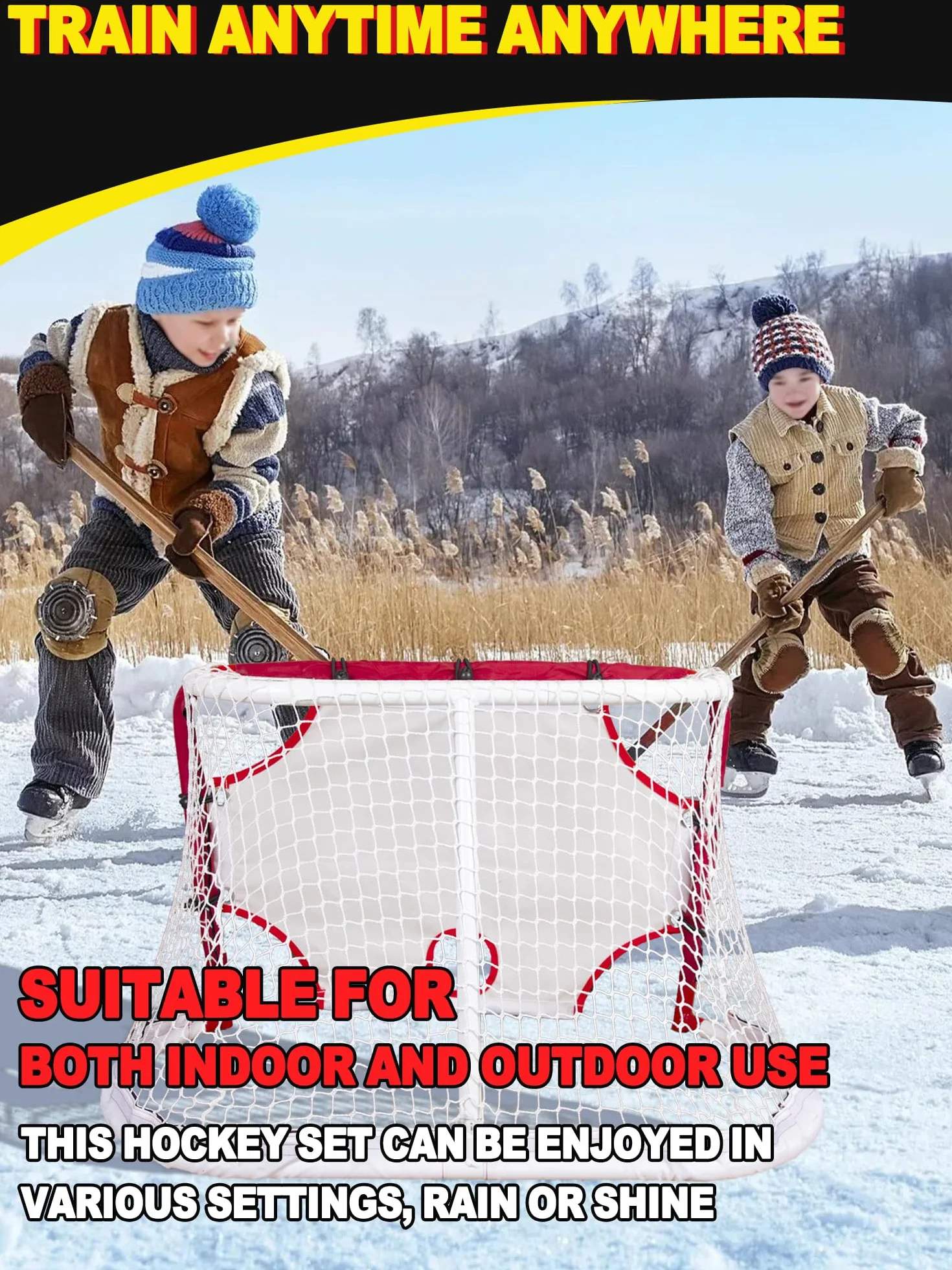 Kasifei Mini filet de hockey en acier avec tuteur de tir, 76,2 x 50,8 cm très résistant pour enfants