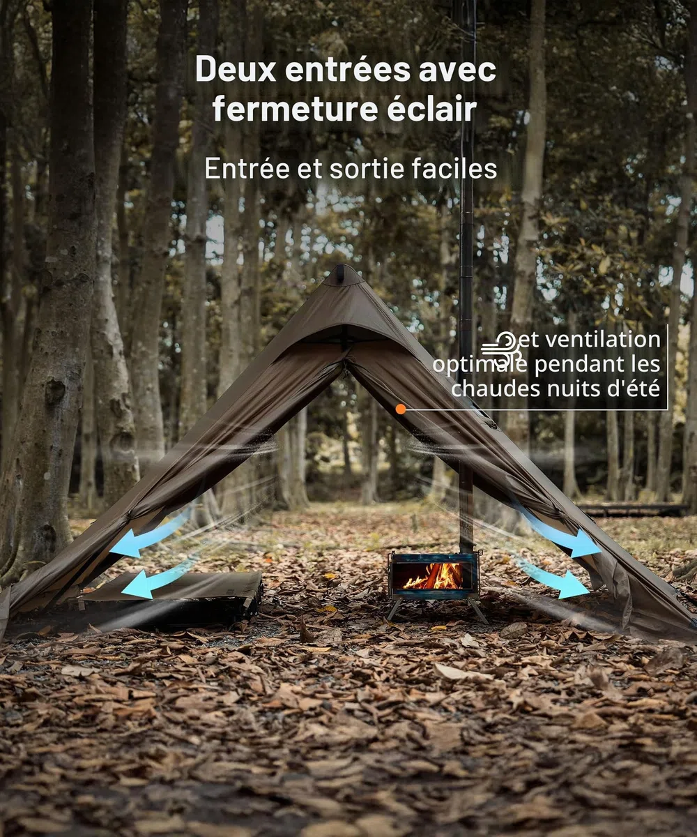 OneTigris APEX Trail Tente 1 personne 4 saisons, structure en A, tente tipi d'extérieur étanche 3000 mm, tente chaude avec trou de cheminée et jupe pare-neige pour camping, randonnée, extérieur