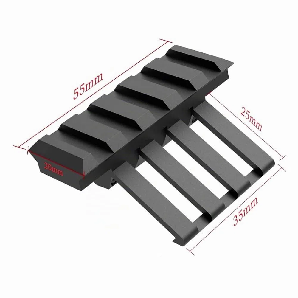 Aluminium Ultra Low Profile 45 Degrees 5 Slot Picatinny Rail Rail 20mm Offset Picatinny Rail Mount for Red Dot Flashlights