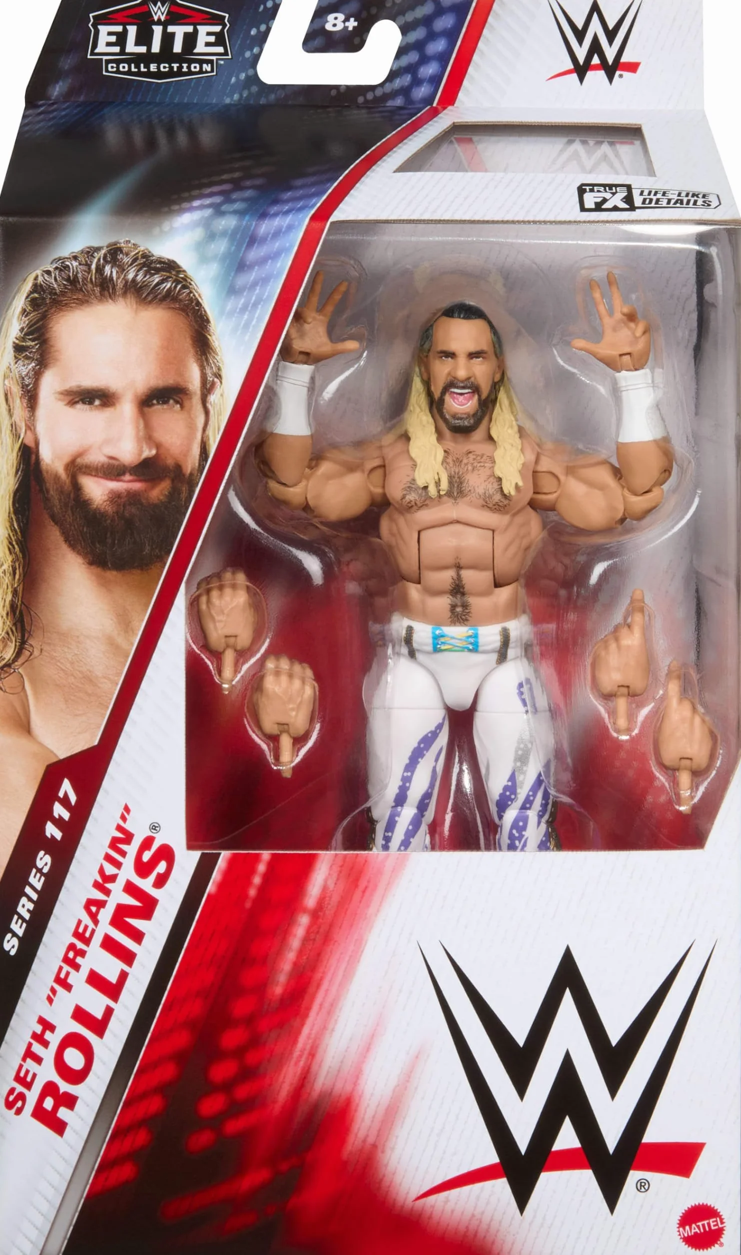 Mattel WWE Elite Figurine et accessoires, série #117 de 15,2 cm de collection Seth « Freakin » Rollins avec 25 points d'articulation et mains interchangeables
