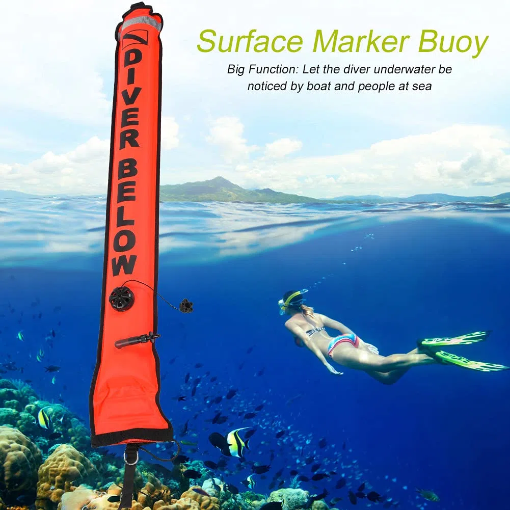 KIMISS Surfaceer Dsmb 6Ft Signal de Plongée Gonflable Haute visibilité SMB (Rouge)