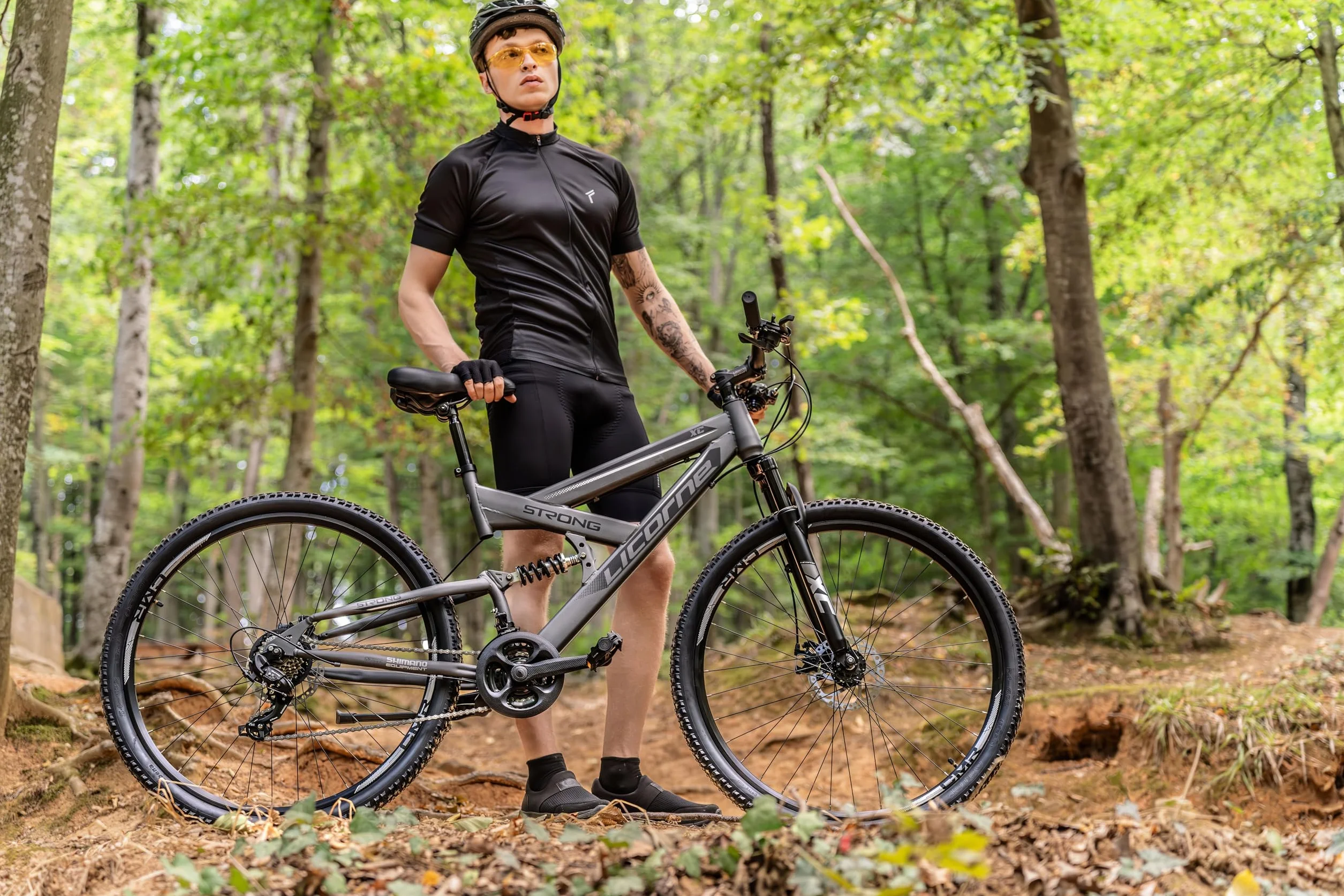 Licorne Bike Strong 2D Vélo Tout Terrain de qualité supérieure 27,5" pour garçon Fille Femme et Homme avec Frein à Disque Avant et arrière 21 Vitesses dérailleur Suspension complète